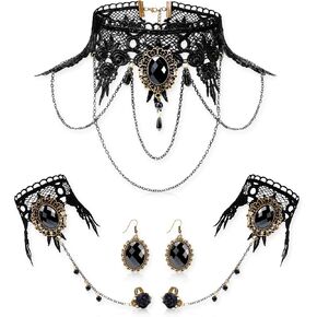 Gothic Vampire Choker Necklace Bracelets Jewelry Set, 5 PCS Halloween Costume Accessories for Women in Kuwait