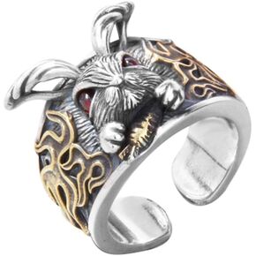 OIDIMS Vintage Rabbit Rings for Women Men Unique Hippie Cool Gothic Animal Bunny Statement Stacking Ring Punk Handmade Open Adjustable Wrap Thumb Cocktail Party Fashion Ethnic Style Hiphop Jewelry in Saudi Arabia