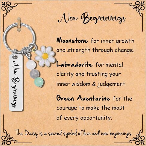 MFTRADING New Beginnings Keychain for Women Friends Coworkers Daughter Son Birthday Christmas Gifts Natural Crystal Keychain in Saudi Arabia