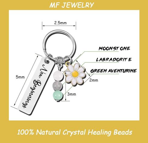 MFTRADING New Beginnings Keychain for Women Friends Coworkers Daughter Son Birthday Christmas Gifts Natural Crystal Keychain in Saudi Arabia