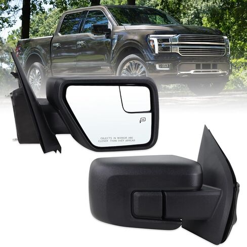 مرآة باب جانبية للراكب الأيمن متوافقة مع 2021 2022 2023 2024 2025 Ford F150 مع زجاج كهربائي قابل للطي يدويًا وأجهزة استشعار درجة الحرارة الساخنة استبدال أسود غير لامع#ML3Z17682UA(7 دبابيس) in Kuwait