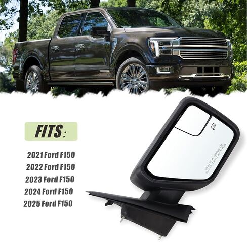 مرآة باب جانبية للراكب الأيمن متوافقة مع 2021 2022 2023 2024 2025 Ford F150 مع زجاج كهربائي قابل للطي يدويًا وأجهزة استشعار درجة الحرارة الساخنة استبدال أسود غير لامع#ML3Z17682UA(7 دبابيس) in Kuwait