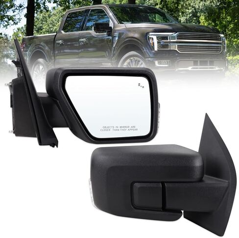 مرآة باب جانبية للراكب الأيمن متوافقة مع 2021 2022 2023 2024 2025 Ford F150 مع زجاج كهربائي قابل للطي يدويًا وأجهزة استشعار درجة الحرارة الساخنة استبدال أسود غير لامع#ML3Z17682UA(7 دبابيس) in Kuwait