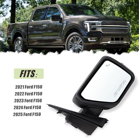 مرآة باب جانبية للراكب الأيمن متوافقة مع 2021 2022 2023 2024 2025 Ford F150 مع زجاج كهربائي قابل للطي يدويًا وأجهزة استشعار درجة الحرارة الساخنة استبدال أسود غير لامع#ML3Z17682UA(7 دبابيس) in Kuwait
