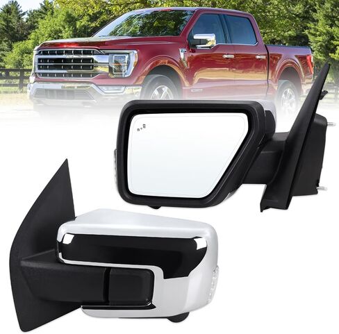 مرآة باب جانبية للراكب الأيمن متوافقة مع 2021 2022 2023 2024 2025 Ford F150 مع زجاج كهربائي قابل للطي يدويًا وأجهزة استشعار درجة الحرارة الساخنة استبدال أسود غير لامع#ML3Z17682UA(7 دبابيس) in Kuwait