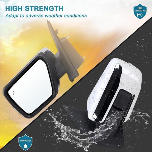 Right Passenger Side Door Mirror Compatible With 2021 2022 2023 2024 2025 Ford F150 With Power Glass Manual Folding Heated Temperature Sensors Matte Black Replace#ML3Z17682UA(7 Pins) in Saudi Arabia