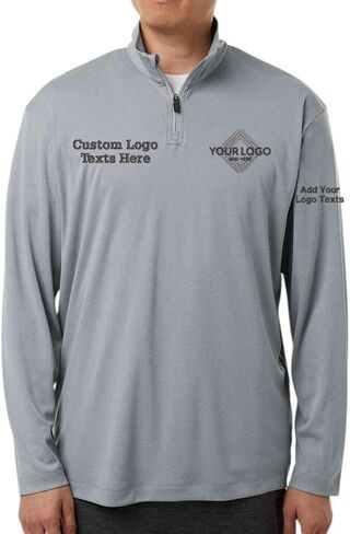 Custom Allpro Embroidery Stitching Personalized Logo Texts Men Performance Quarter Zip Pullover 41870 in Saudi Arabia