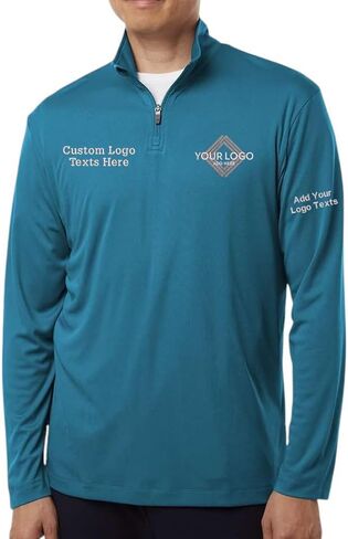 Custom Allpro Embroidery Stitching Personalized Logo Texts Men Performance Quarter Zip Pullover 41870 in Saudi Arabia