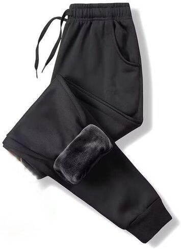 Flannel Lined Pants for Men - Thick and Warm for Outdoor Use，Men's Fleece Lined Sweatpants in Saudi Arabia