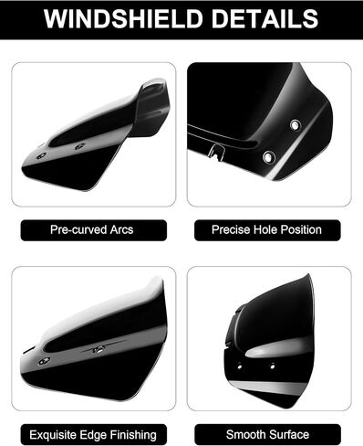 8" Wave Windshield Windscreen Wind Splitter Fit for Harley Davidson Street Glide FLHX 2024-2025, CVO Street Glide FLHXSE 2023-25, FLHXU 2025, Black in Saudi Arabia