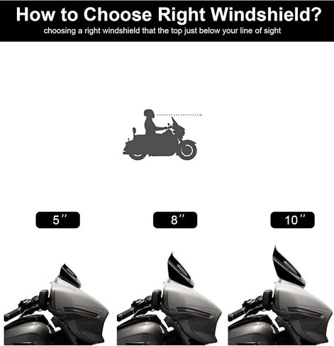 8" Wave Windshield Windscreen Wind Splitter Fit for Harley Davidson Street Glide FLHX 2024-2025, CVO Street Glide FLHXSE 2023-25, FLHXU 2025, Black in Saudi Arabia