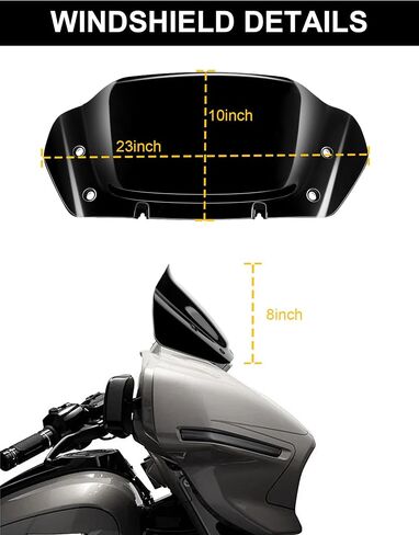 8" Wave Windshield Windscreen Wind Splitter Fit for Harley Davidson Street Glide FLHX 2024-2025, CVO Street Glide FLHXSE 2023-25, FLHXU 2025, Black in Saudi Arabia