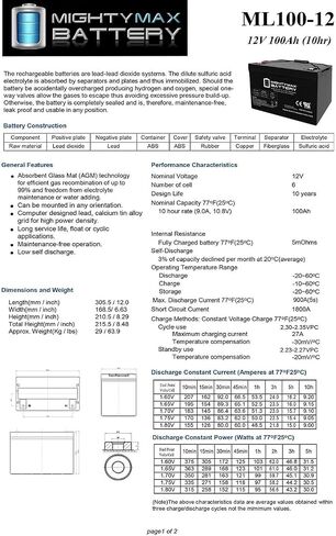 Mighty Max Battery ML150-12 - 12 Volt 150 AH, Internal (INT) Terminal, Rechargeable SLA AGM Battery in Kuwait