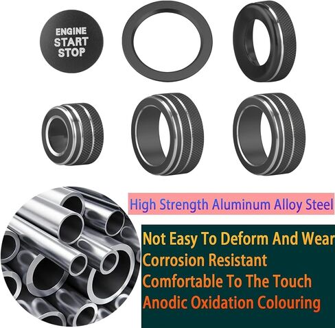 for Toyota Corolla 2023 2024 2025 Air Conditioner, Mirror Knob Cover, Push Start Button Trim, Volume Knob Cover, Corolla Interior Trim (6pcs) (Black) in Kuwait