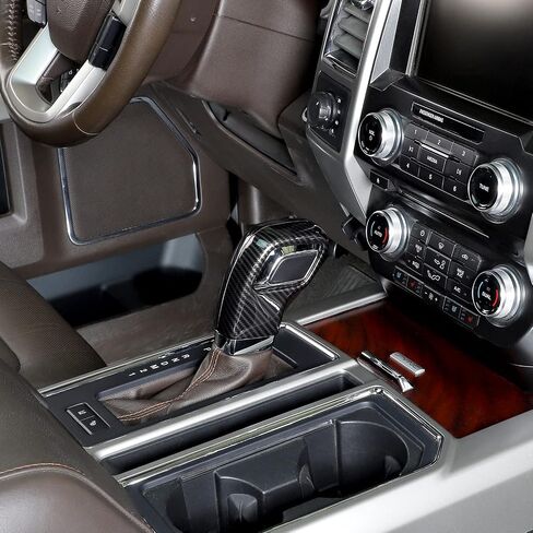 JeCar Gear Shift Lever Knob Cover Trim Interior Accessories for 2015-2020 Ford F150 (Carbon Fiber Look) in Saudi Arabia