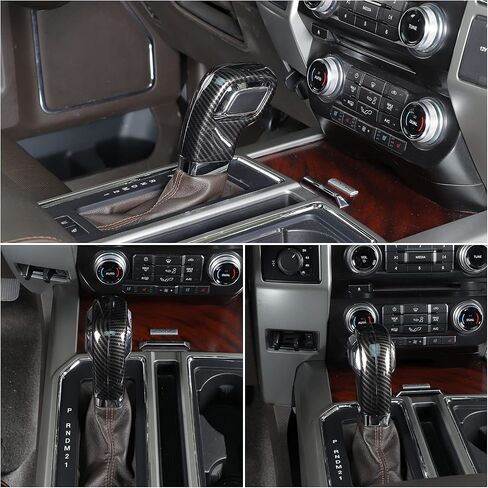 JeCar Gear Shift Lever Knob Cover Trim Interior Accessories for 2015-2020 Ford F150 (Carbon Fiber Look) in Saudi Arabia