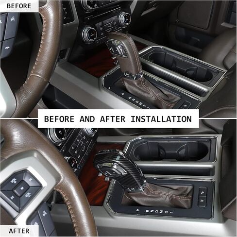 JeCar Gear Shift Lever Knob Cover Trim Interior Accessories for 2015-2020 Ford F150 (Carbon Fiber Look) in Saudi Arabia