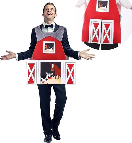 Adult Barn Costume for Halloween Farm Barn Costume Farm Animals Rooster Cow Horse Pattern for Women Men Cosplay Red Accessory in Saudi Arabia