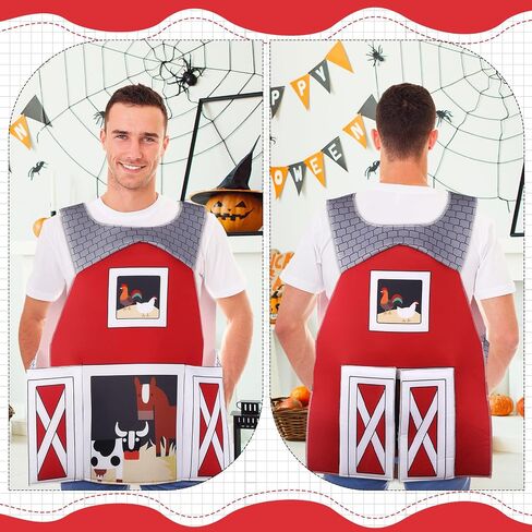 Adult Barn Costume for Halloween Farm Barn Costume Farm Animals Rooster Cow Horse Pattern for Women Men Cosplay Red Accessory in Saudi Arabia