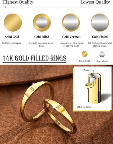 14k Gold Filled Rings for Women Non Tarnish Initial Pinky Ring Dainty Stackable Signet Letter Personalized Gold Rings Stacking Thumb Bands Cute Simple Waterproof Custom Jewelry Gifts Size 6-10 in Saudi Arabia