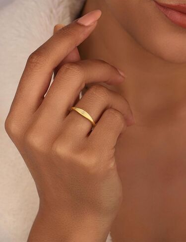 14k Gold Filled Rings for Women Non Tarnish Initial Pinky Ring Dainty Stackable Signet Letter Personalized Gold Rings Stacking Thumb Bands Cute Simple Waterproof Custom Jewelry Gifts Size 6-10 in Saudi Arabia