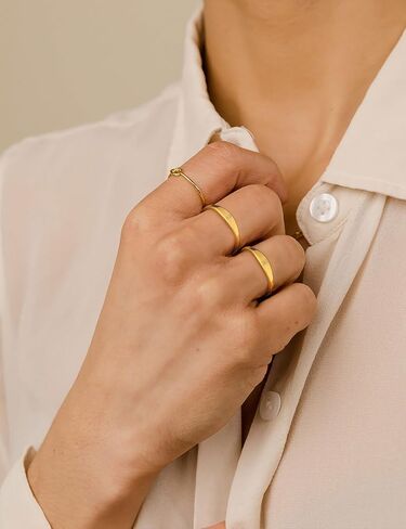14k Gold Filled Rings for Women Non Tarnish Initial Pinky Ring Dainty Stackable Signet Letter Personalized Gold Rings Stacking Thumb Bands Cute Simple Waterproof Custom Jewelry Gifts Size 6-10 in Saudi Arabia