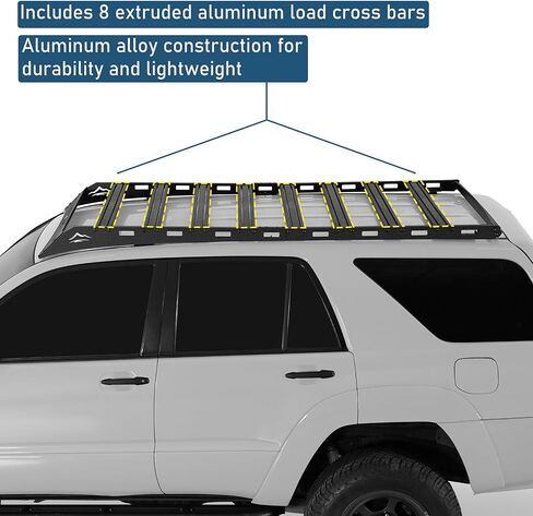Hooke Road 4Runner Full Length Roof Rack Aluminum Cross Bars for 2003-2009 Toyota 4Runner 4th Gen, Overlanding Rooftop Crossbar Cargo Basket Carrier in Saudi Arabia