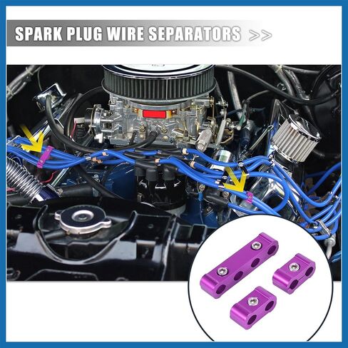 2 Set 8mm Car Engine Spark Plug Wire Separator Looms Divider Organizer Clamp Aluminum Alloy Purple Item Replacement in Saudi Arabia