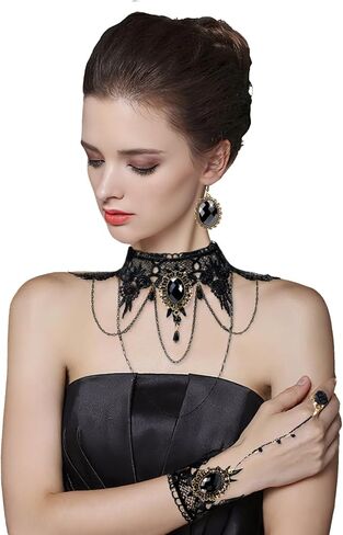 Gothic Vampire Choker Necklace Bracelets Jewelry Set, 5 PCS Halloween Costume Accessories for Women in Kuwait