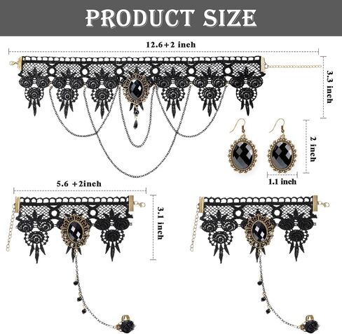 Gothic Vampire Choker Necklace Bracelets Jewelry Set, 5 PCS Halloween Costume Accessories for Women in Kuwait