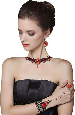 Gothic Vampire Choker Necklace Bracelets Jewelry Set, 5 PCS Halloween Costume Accessories for Women in Kuwait