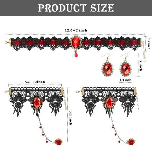 Gothic Vampire Choker Necklace Bracelets Jewelry Set, 5 PCS Halloween Costume Accessories for Women in Kuwait