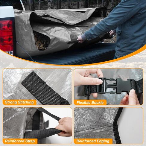 Truck Bed Tarp for Full Size Truck Short Bed, Compatible with Ford F-150, Chevy Silverado, Dodge Ram, GMC Sierra, Toyota Tundra, Nissan Titan, 5.5'-5.8' Long Truck Bed Cargo Cover in Saudi Arabia