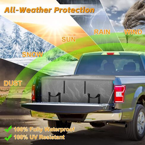 Truck Bed Tarp for Full Size Truck Short Bed, Compatible with Ford F-150, Chevy Silverado, Dodge Ram, GMC Sierra, Toyota Tundra, Nissan Titan, 5.5'-5.8' Long Truck Bed Cargo Cover in Saudi Arabia