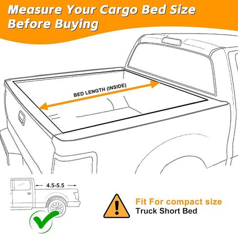 Truck Bed Tarp for Full Size Truck Short Bed, Compatible with Ford F-150, Chevy Silverado, Dodge Ram, GMC Sierra, Toyota Tundra, Nissan Titan, 5.5'-5.8' Long Truck Bed Cargo Cover in Saudi Arabia