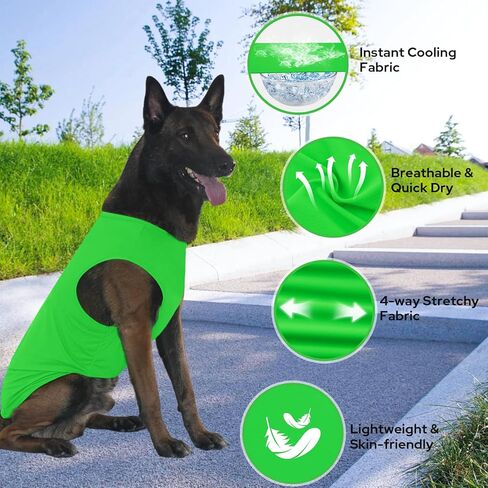 2 Pack Dog Shirts, Ice Pet Vest Dog Clothes for Instant Cooling, Lightweight Breathable Sleeveless T-Shirts for Medium Large Dogs, Light Purple+Fluorescent Green (XL) in Kuwait