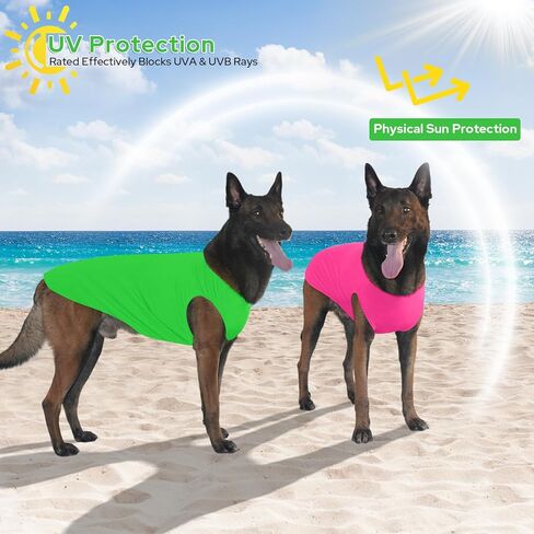 2 Pack Dog Shirts, Ice Pet Vest Dog Clothes for Instant Cooling, Lightweight Breathable Sleeveless T-Shirts for Medium Large Dogs, Light Purple+Fluorescent Green (XL) in Kuwait