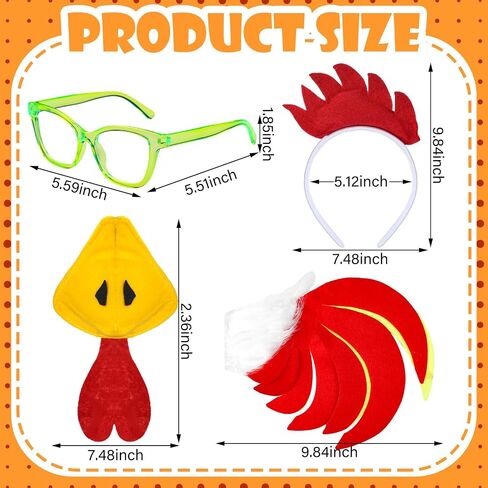 6 Pcs Halloween Chicken Costume Chicken Headband Beak Tail Glasses Socks Wig for Adult Rooster Costume Accessories in Saudi Arabia