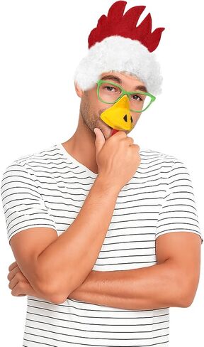6 Pcs Halloween Chicken Costume Chicken Headband Beak Tail Glasses Socks Wig for Adult Rooster Costume Accessories in Saudi Arabia