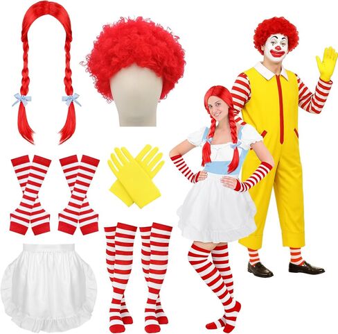 8 Pcs Halloween Couple Costume for Adults Fast Food Clown Costume Accessories in Saudi Arabia