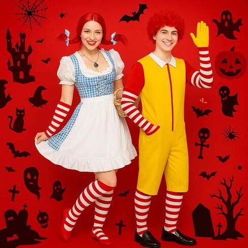 8 Pcs Halloween Couple Costume for Adults Fast Food Clown Costume Accessories in Saudi Arabia