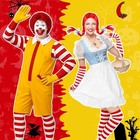 8 Pcs Halloween Couple Costume for Adults Fast Food Clown Costume Accessories in Saudi Arabia