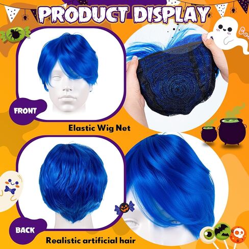 Chuangdi 3 Pcs Halloween Costume Set Include Short Blue Wig Yellow Movie Party Dress Crystal Ball for Women in Saudi Arabia