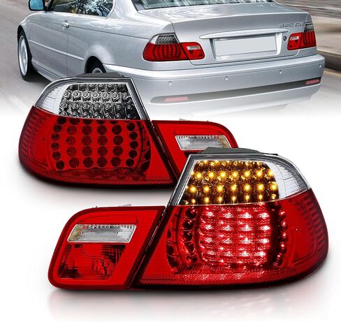 مجموعة مصابيح خلفية LED ببابين من AmeriLite باللون الأحمر/الشفاف 4 قطع لسيارة Bmw 3 Series E46 - جانب الركاب والسائق (لا تناسب السيارة المكشوفة) in Saudi Arabia