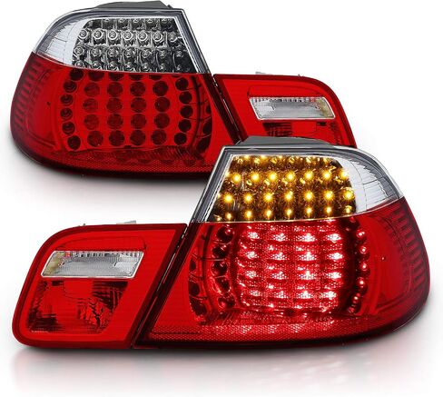 مجموعة مصابيح خلفية LED ببابين من AmeriLite باللون الأحمر/الشفاف 4 قطع لسيارة Bmw 3 Series E46 - جانب الركاب والسائق (لا تناسب السيارة المكشوفة) in Saudi Arabia