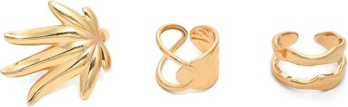 Chunky Gold Rings Set for Women Baroque Pearl Stacking Ring Chunky Flower Leaves Statement Rings Boho Prom Jewelry Gifts in Saudi Arabia