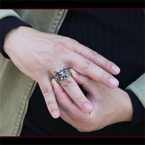 OIDIMS Vintage Rabbit Rings for Women Men Unique Hippie Cool Gothic Animal Bunny Statement Stacking Ring Punk Handmade Open Adjustable Wrap Thumb Cocktail Party Fashion Ethnic Style Hiphop Jewelry in Saudi Arabia