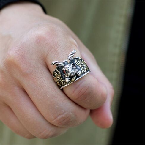 OIDIMS Vintage Rabbit Rings for Women Men Unique Hippie Cool Gothic Animal Bunny Statement Stacking Ring Punk Handmade Open Adjustable Wrap Thumb Cocktail Party Fashion Ethnic Style Hiphop Jewelry in Saudi Arabia
