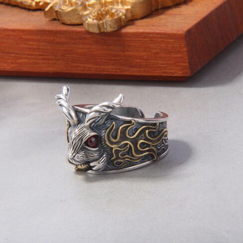 OIDIMS Vintage Rabbit Rings for Women Men Unique Hippie Cool Gothic Animal Bunny Statement Stacking Ring Punk Handmade Open Adjustable Wrap Thumb Cocktail Party Fashion Ethnic Style Hiphop Jewelry in Saudi Arabia