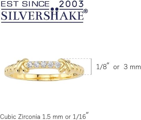 Silvershake White Gold Plated or Yellow Gold Plated 925 Sterling Silver Minimalist Love Knot Rope Promise Stackable Gemstone Ring Jewelry for Women in Saudi Arabia